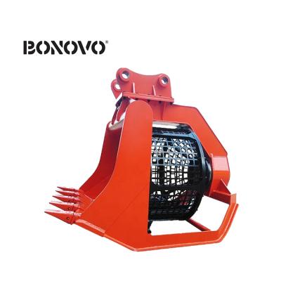 China Farms Excavator Attachment 360 Degree Drum Bonovo Hydraulic Rotary Screening Rotary Screening Bucket for sale