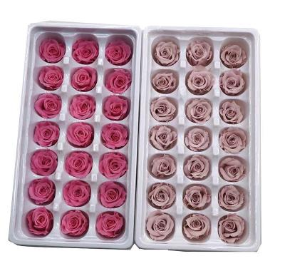 China Real Romantic Preserved Rose Flower Material Amazon Hot Sell Preserved Preserved Flower Rose Preserved Flowers Head Roses 21pcs Rose 2 or 3 cm for sale