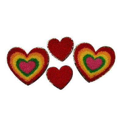 China 2022 Viable Hot Sale Machine Embroidered Ventralex Patch Wholesales Clothes Accessories Heart Chenille Embroidery Patches for sale