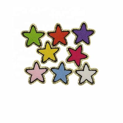 China Viable Custom Colored Star Pattern Clothes Accessories Ventralex Embroidery Sequins Chenille Embroidery Patches for sale