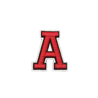 China Small English Alphabet Viable Red Embroidery Sticker Custom Letter Clothes Accessories 3D Embroidery Patches for sale