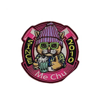 China Viable High Quality Embroidered Custom Iron On Patch Merrow Border 3D Embroidery Patches For Clothes for sale