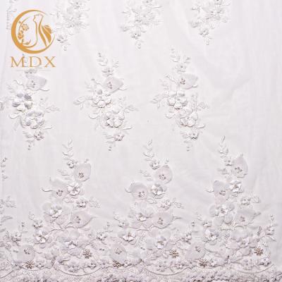 China Handmade Wholesale Sequin Textile Designing Elegant Dress Wedding 3d Lace Fabric For Sale for sale