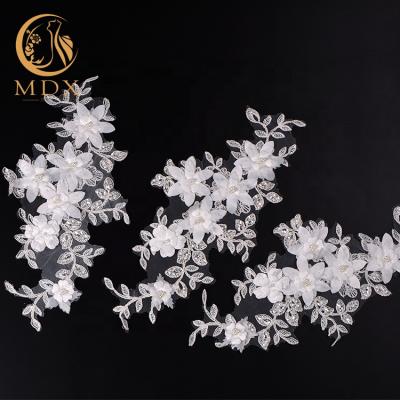 China Sustainable 20% Polyester Embroidered Bridal Gown Clothes Wedding Design Fabric Lace for sale