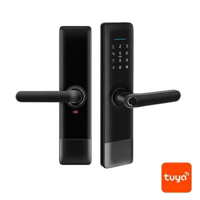 China Bluetooth+WiFi+Fingerprint+Card+Password+Mechanical Keys Factory Maker Price Tuya APP Smart Fingerprint Keyless Door Lock for sale