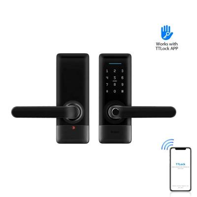 China Bluetooth+WiFi+Fingerprint+Card+Password+Mechanical Locks Biometric Fingerprint Scanner Passcode RFID Tuya Smart Door Lock for sale