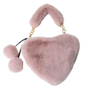 China Fashion handbags autumn and winter fashionable single shoulder lady bags fur bag portable wallet for sale