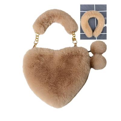 China Cute Fashion Heart Shape Headband Plush Fur Accessories Women Headband With Mini Bags Purses Sets for sale