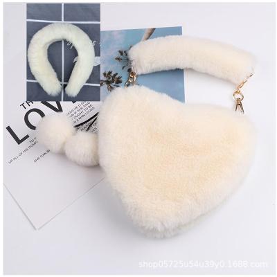 China Fashion Heart Shape Cute Plush Feather Fluffy Cross - Body Purse Hair Accessories Headband for sale