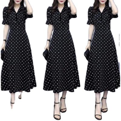 China Korean version of the polka dot summer anti-static women's dress new slim, large size above the belly and knee for sale