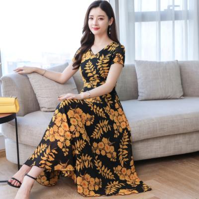 China Anti-static large size loose slim dress leisure Southeast Asian summer dress casual comfortable short-sleeved dress for sale