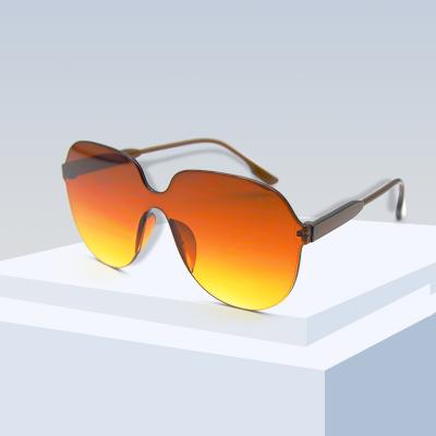 China Wholesale Custom Rimless Fashion Sunglasses Men Women One Piece Fashion Sunglass Porcelain for sale