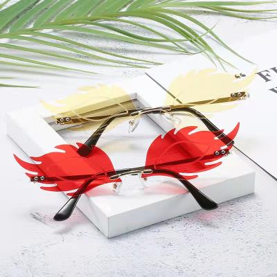 China Partying Glasses 2021 Fashion Shade Fox Sunglasses Metal Party Rimless Glasses for sale