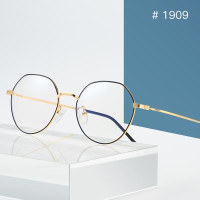 China Fashion Customized Circle Vintage Man Women Anti Blue Light Metal Glasses for sale