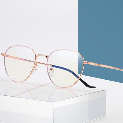 China Fashion Vintage Metal Acetate Round Blue Light Anti Spectacle Glasses for sale