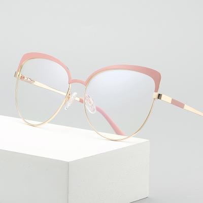 China Fashion Women Cat Eye High Quality Fashion Anti Blue Light Large Frame Glasses for sale