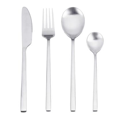 China Disposable Wholesale Hotel Restaurant Low Price Custom Logo Stainless Steel Silver Matte Cutlery Set for sale