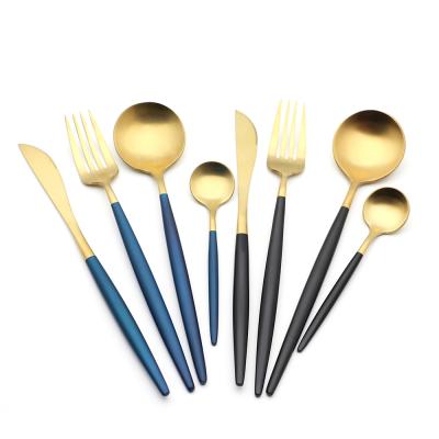 China Wholesale Disposable Logo Gold Plated Flatware Set Disposable Factory Custom Stainless Steel Cutlery Set Dessert Knife Fork and Spoon for sale