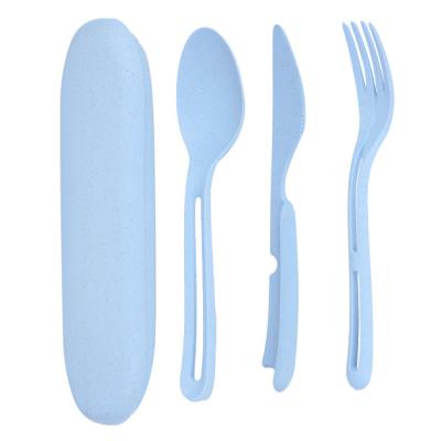 China Eco-Friendly Newcomer Travel Office School Sustainable Outdoor Portable Reusable Plastic Straw Wheat Knife Spoon and Fork Cutlery Set for sale