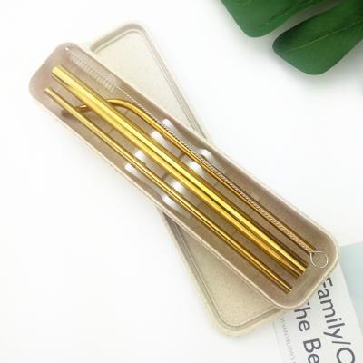 China Eco Sustainable Hot Selling Reusable Stainless Steel Metal Drinking Straw Set With Case for sale