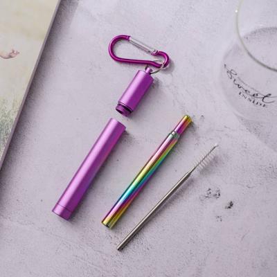 China Disposable LFGB Certificated Portable Reusable With Telescopic Brush Case Stainless Steel Straw for sale