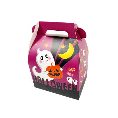 China Recycled Materials Wholesale Environmental Cute Recycled Candy Halloween Paper Box With Handle for sale