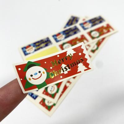 China Self Adhesive Private Logo Sticker Custom Printed Stock Christmas Gift Packing Label for sale