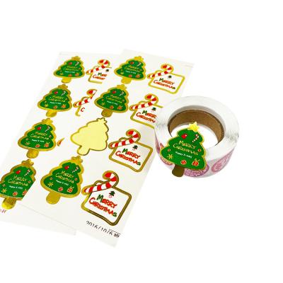 China Waterproof Self Adhesive Private Custom Printed Stock Christmas Gift Packing Label for sale