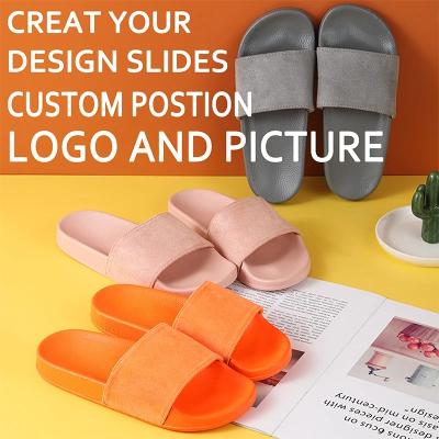 China 2022 Fashion Trend Comfortable Multiple Colors Black Logo PVC Empty Custom Slippers Slides Sandals Shoes For Women Men for sale