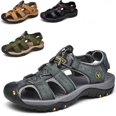 China Male Genuine Leather Outdoor Breathable Sandals And Wholesale Lightweight Mens Sports Luxury Shoes Slippers For Sandal Man for sale