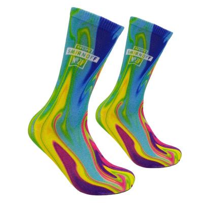 China Custom Logo 3D Photo Printing Sublimation Polyester Vivid Colorful Crew Socks Antibacterial for sale