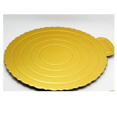 China baking cake tray Round Golden cake boards with handle for sale