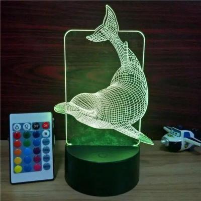 China Dolphin Designs Acrylic 3D LED Night Light for Gift   rechargeable and remote control for many colors for sale