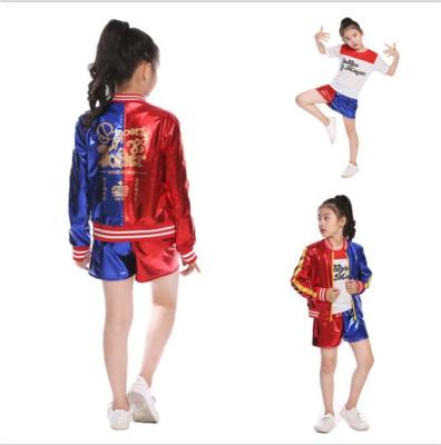 China Polyester Harley Quinn Joker Suicide Squad Kids Girls Clothes Clothing Suit Jacket Cosplay Coat For Children for sale