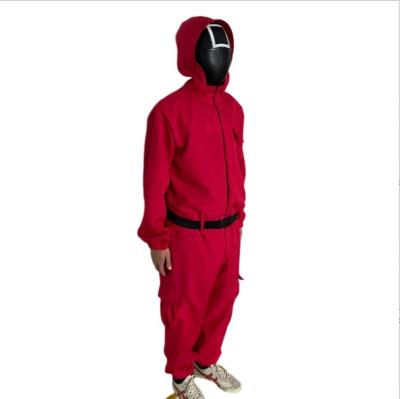 China Polyester red jumpsuit Cosplay Costume blue jacket pants for Men Women kids Halloween party Carnival Costume clothing for sale