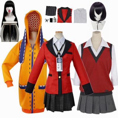 China Polyester Kakegurui yumeko school uniform suits anime costume jacket wigs JK cosplay shirt set Halloween clothes for girls and kids for sale