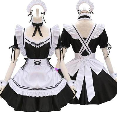 China Japanese Lolita Maid Costumes Girls Women Outfit Dress Clothes Polyester Belle Waiter Hot Black Cute Show Cosplay Costume Animation for sale