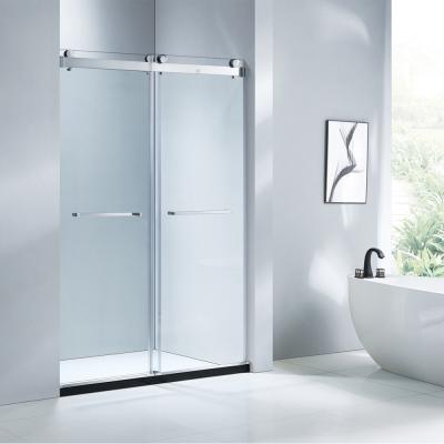 China KD5230A Chrome Finish Hardware Modern Frameless Bypass 2 Line Shower Enclosure Bypass Shower Sliding Door for sale