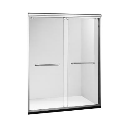 China 6011 48 Inch Modern Clear Frame Glass With Aluminum Hardware Double Sliding Bath Shower Door for sale