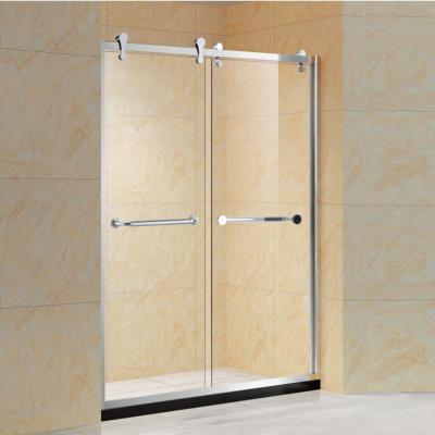 China Modern Roll Top Frameless Bathroom Sliding Glass Door Shower Enclosure for sale