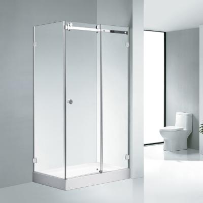 China Modern KT8115 304 Stainless Steel Square Shape Sliding Tempered Glass Bathroom Shower Door Shower Enclosure for sale