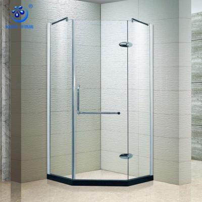 China Modern Frameless Hinge Aluminum Profile Hexagon Glass Shower Door for sale