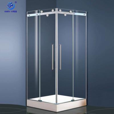 China SS304 Modern Square Double Sliding Frameless Prefab Bathroom Shower Unit for sale