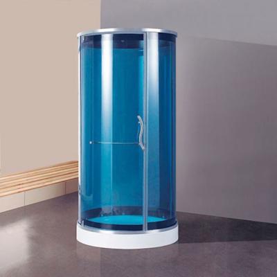 China KK8002 Contemporary Round Hinged Blue Glass Shower Enclosure Price for sale