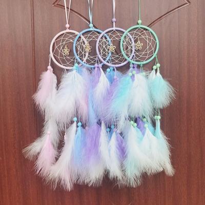 China Brief & Simple car ornaments color catcher girl dreamy heart car ornaments new creative supplies handmade feather car pendant for sale