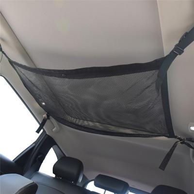 China beach & Vacation Car Roof Storage Luggage Net Pocket Double-Layer Zipper Net Storage Bag for sale