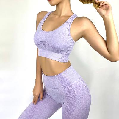 China Logo Dot Yoga Wear Set Shockproof Breathable Custom Sports Bra Seamless Yoga Fitness Pants Set Seamless Yoga Set for sale