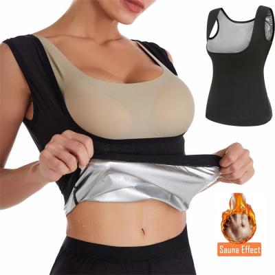 China Plus Size Women Corset Belly Heat Trapping Shirt Workout Belt Fitness Tank Top Painted Silver Vest Sauna Suit for sale