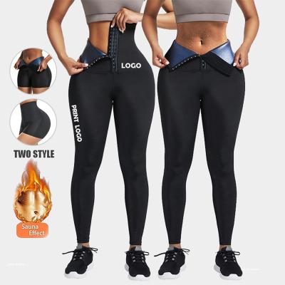 China Breathable Sports Sauna Workout Tracksuit Women Fitness Lose Weight Tummy Control Coated Slimming Waist Trainer Butt Lifter Gaiters for sale