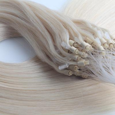 China Straight Wholesale Grade Double Beads Micro Ring Tips Pure No Mixed White Blonde European Virgin Remy Human Hair Extensions Double Drawn for sale